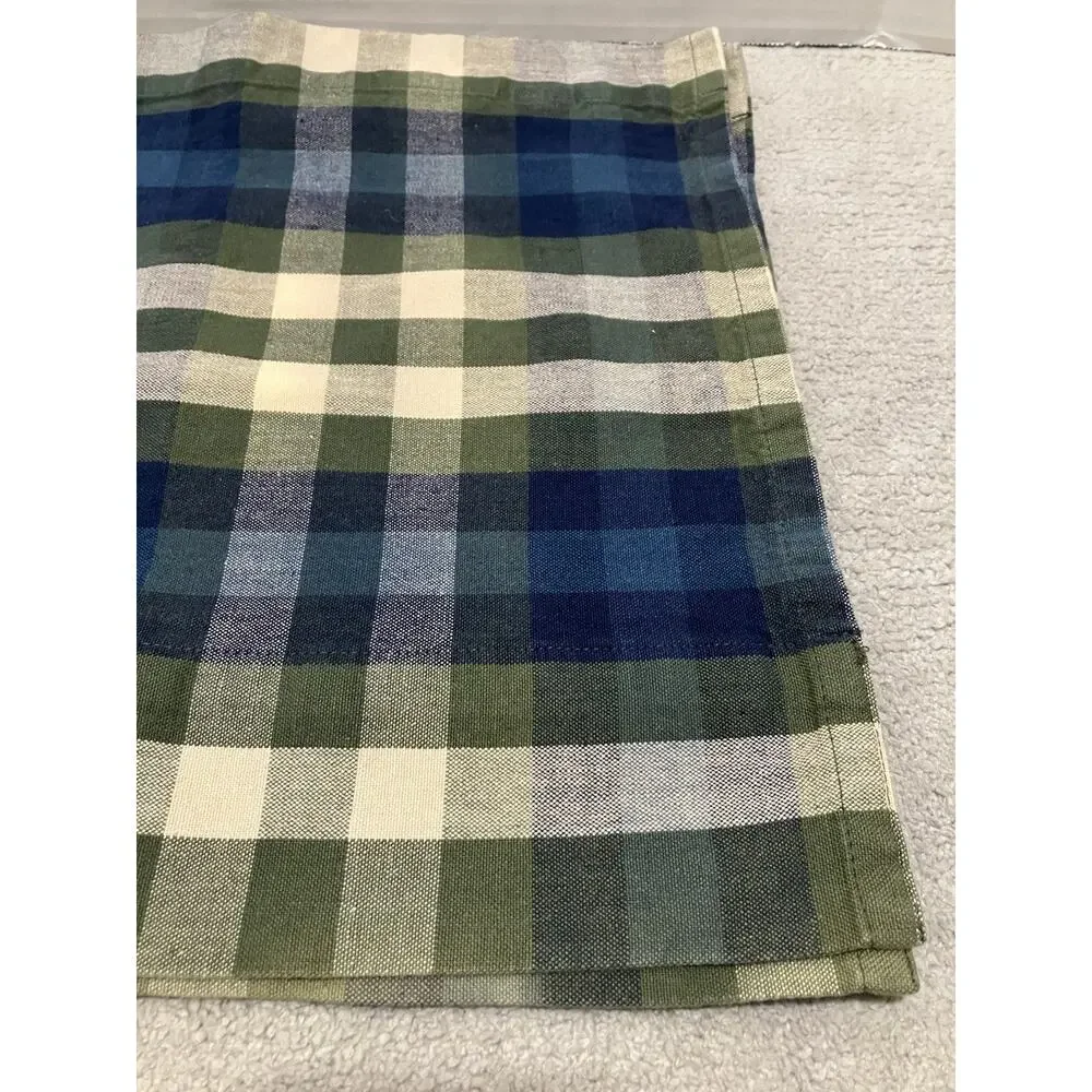 JCPenney Home Valance Bradley Stripe Plaid Valance Woven Cotton Blue Olive Green